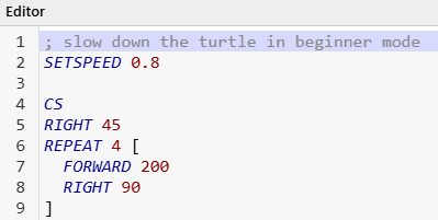 Repeat block drawing a square